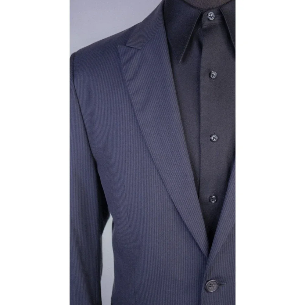 Banana Republic Blazer Mens 42L Blue Pinstripe Wool/Silk Blend Sport Coat Jacket